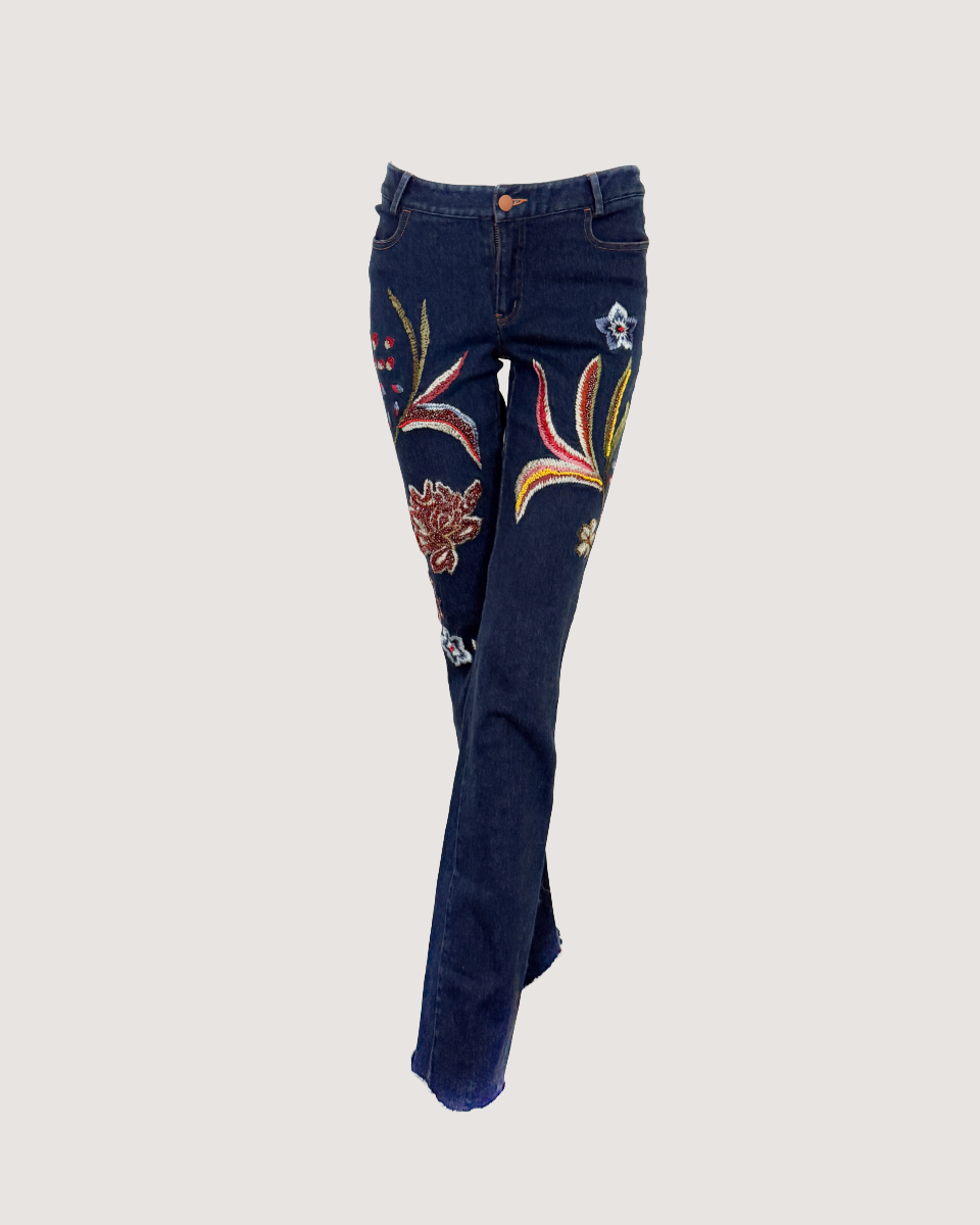 Dolce & Gabbana D&G Vintage Floral Embroidered Jeans (Size 27